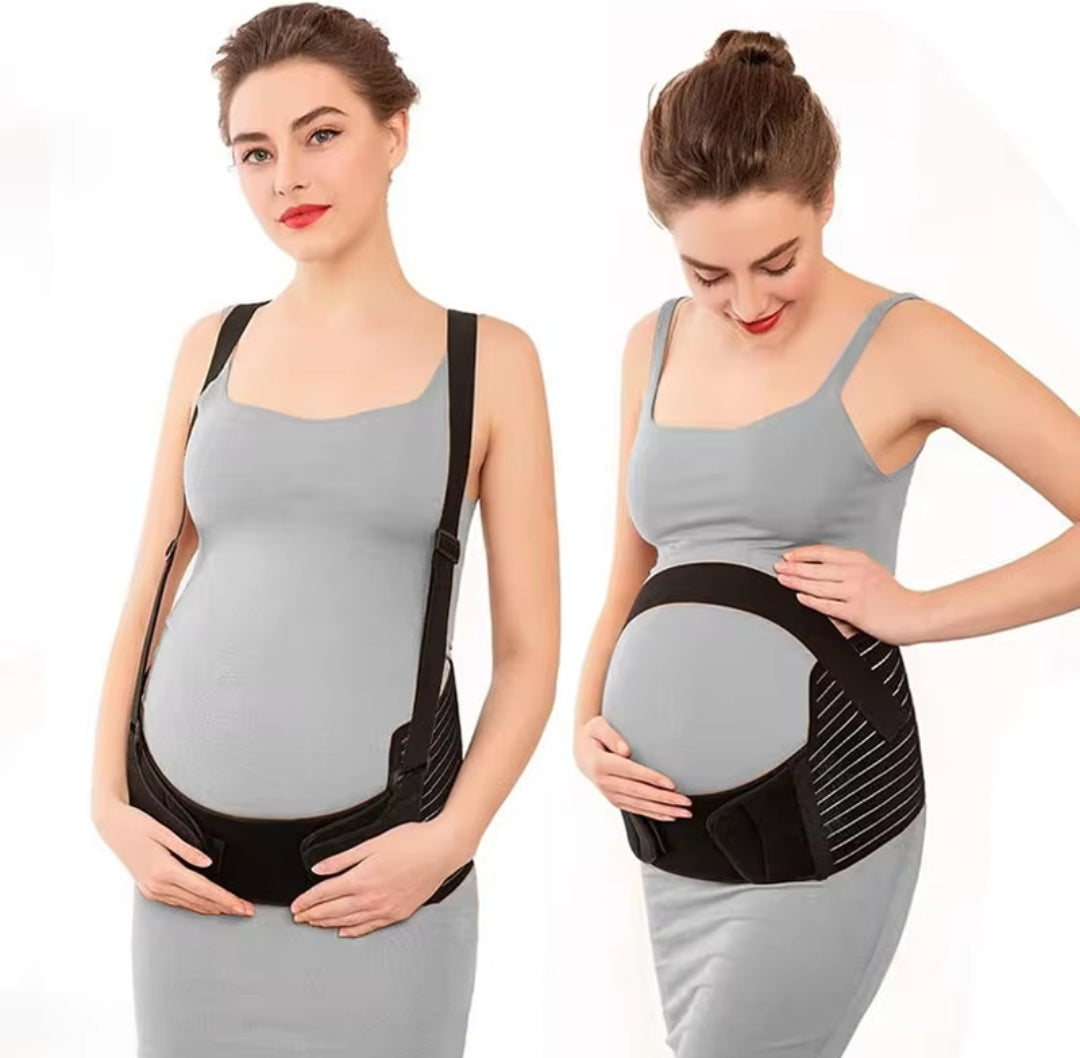Faja Materna Con Tirantes - Soporte Total 3 Bandas - Color Negro