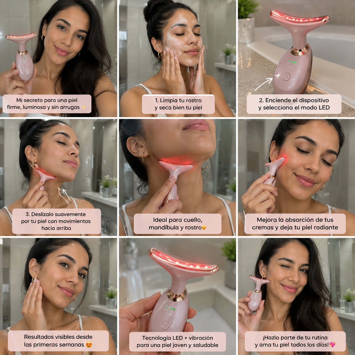 Masajeador Facial LED Rejuvenecedor | Efecto Lifting, Reafirma la Piel y Reduce Arrugas